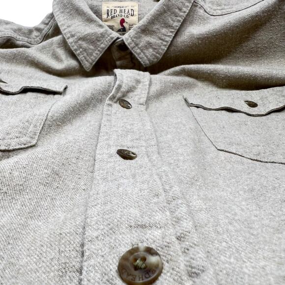 Bass Pro Shop (XL) Red Head Brand Solid Flannel Long-Sleeve Shirt Beige-Khaki - Picture 5 of 14